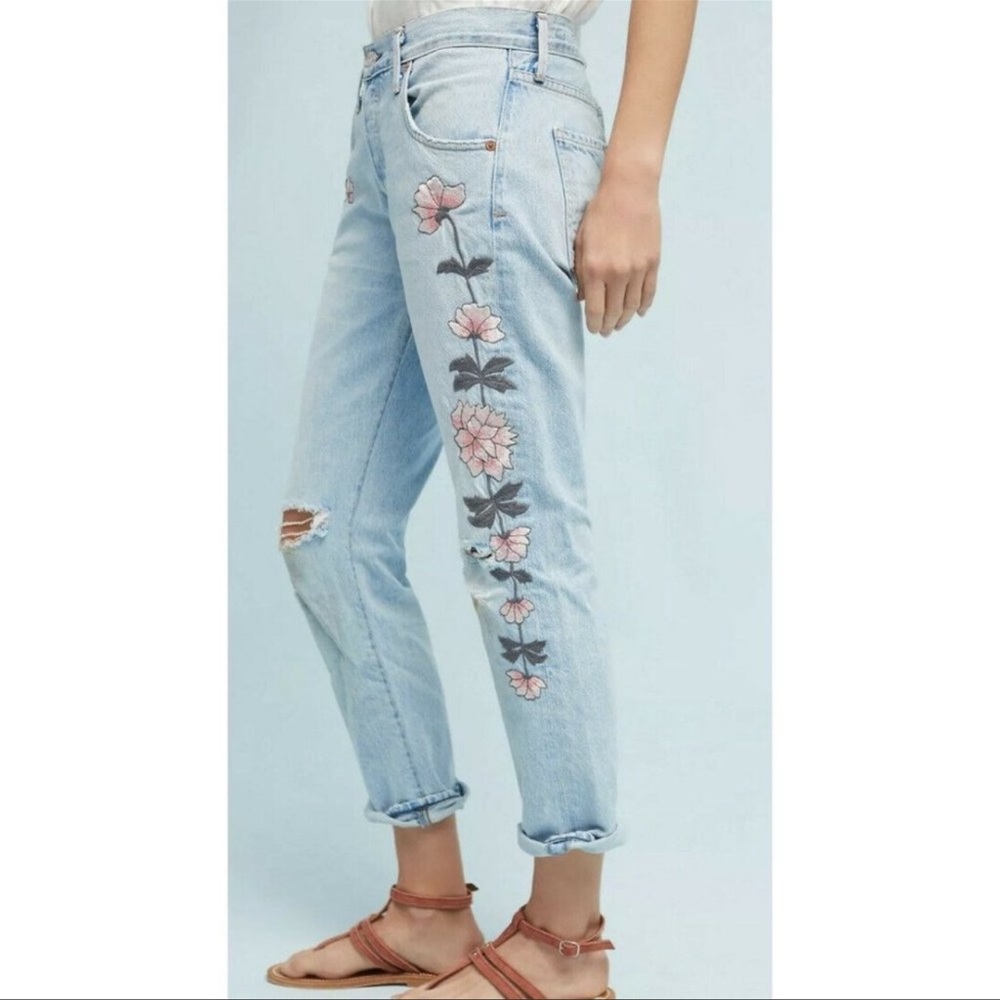Citizens of Humanity Emerson Boyfriend Slim Floral Embroidered Jeans